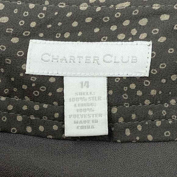 Charter Club Brown Beige Silk Flared Pleated Lined Midi Skirt Women’s Size 14 - Picture 10 of 11